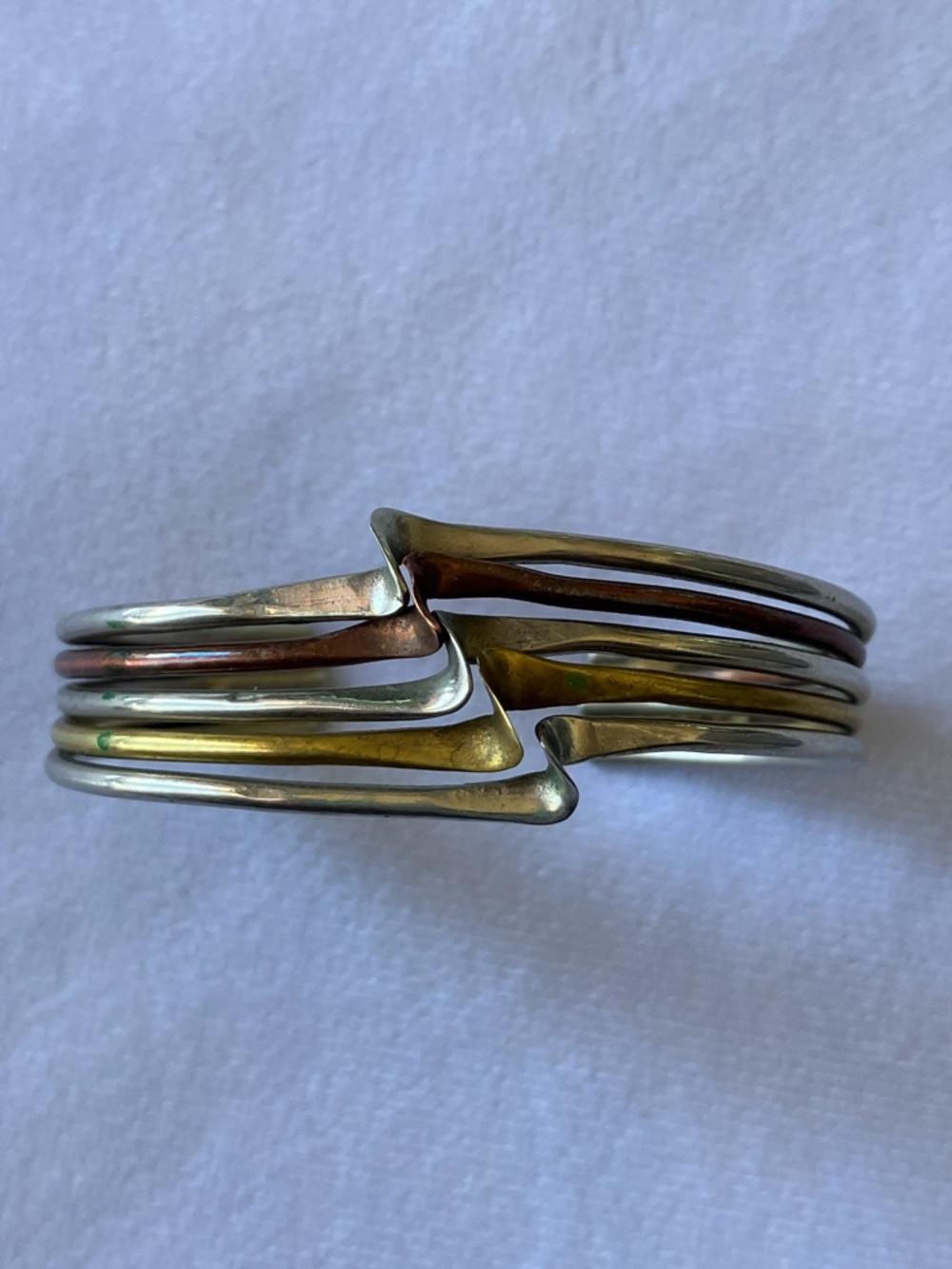 Vintage Wave Cuff bracelet copper brass